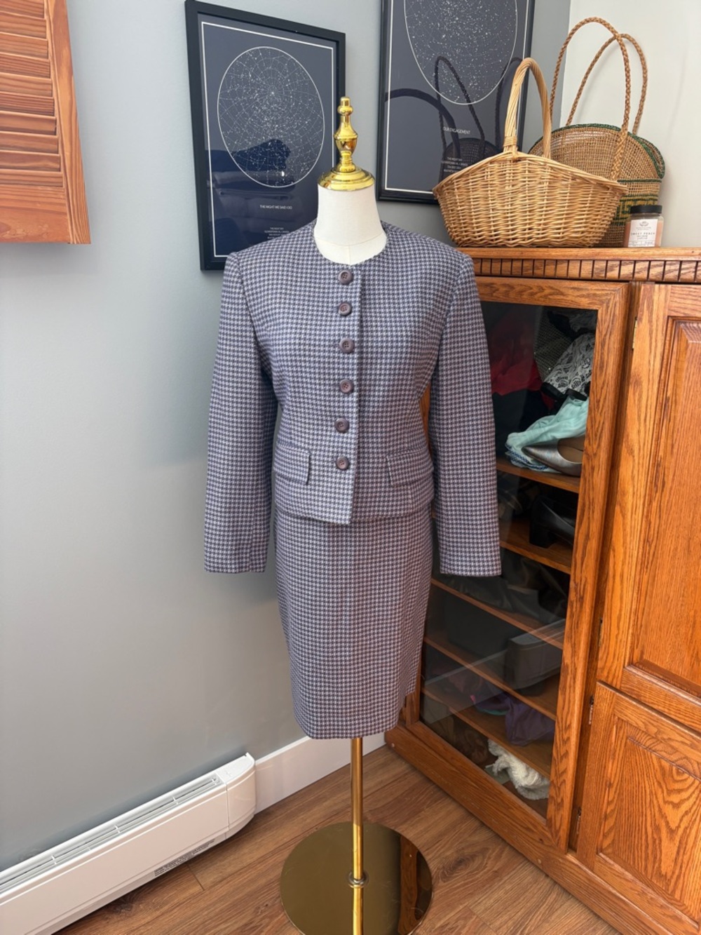 Vintage 1980s Purple Wool Skirt Suit